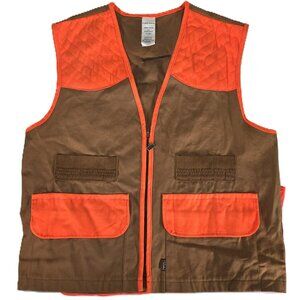 Vintage Wallo Hunting Vest XL Regular Made in USA Brown Orange